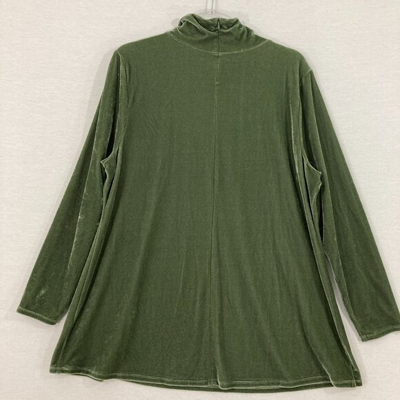 Soft Surroundings size PXL Green Turtle Neck Velvet Stretch Long Sleeve Blouse - Picture 8 of 9